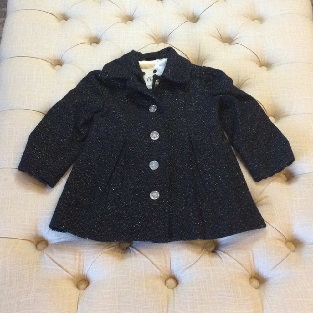 Sparkly Black Pea Coat